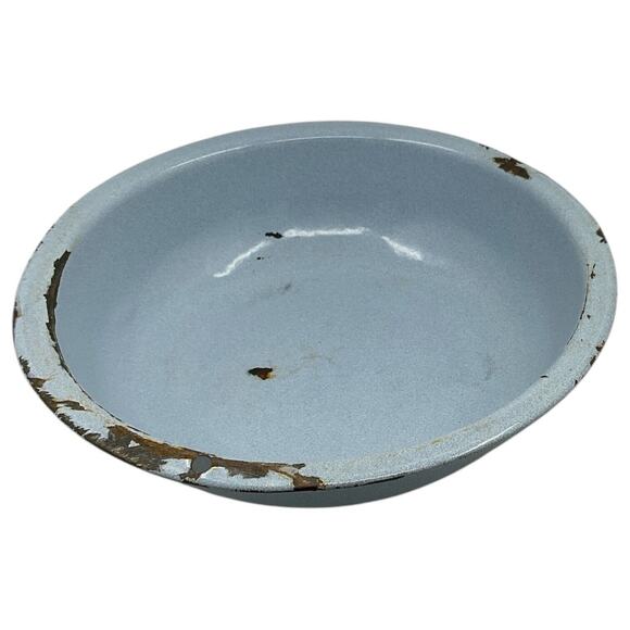 Baby Blue Speckled Graniteware Bowl Mixing Basin Bread Making Fruit Centerpiece - Picture 5 of 8